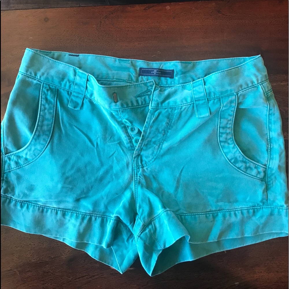 7 for all Mankind teal green shorts